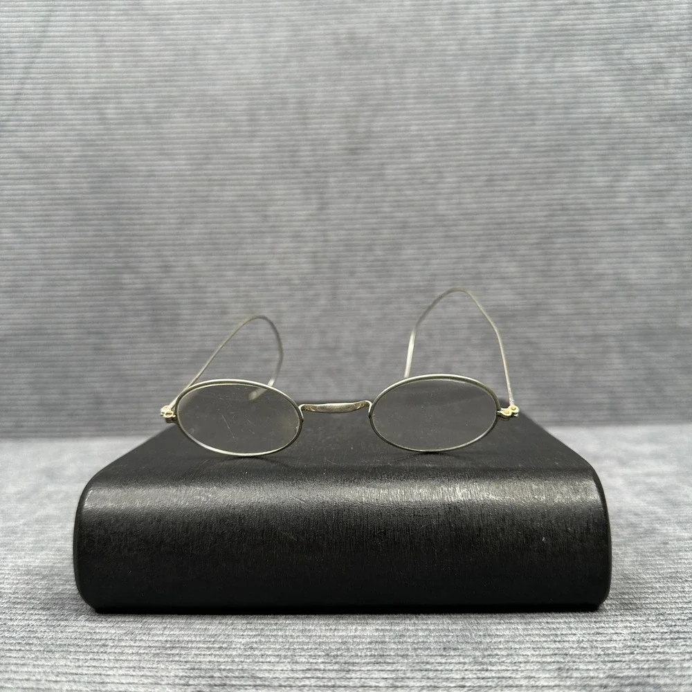 Antique Y2K Aluminum Wire Rim Oval Spectacles Cable Temple Glasses Silver